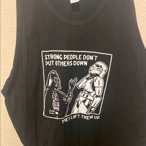 Black Graphic Tank Top with Star Wars Print